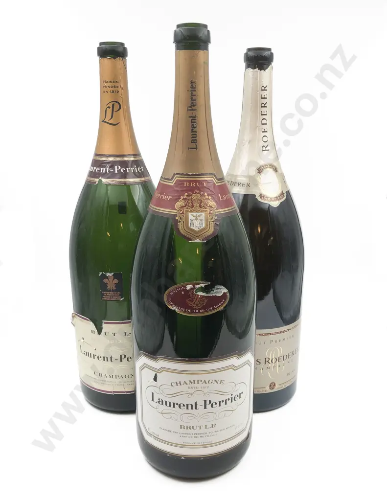 Three Large Decorative Champagne Bottles Image 1++