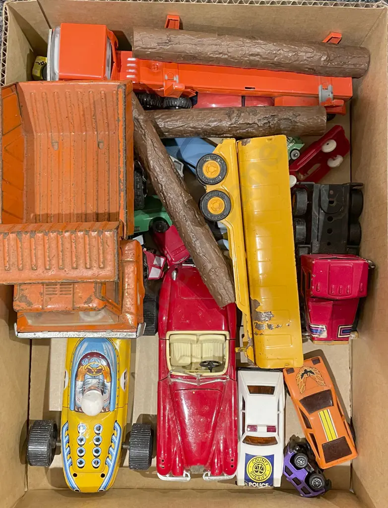 Box of Assorted Vintage Toy Cars Image 1++