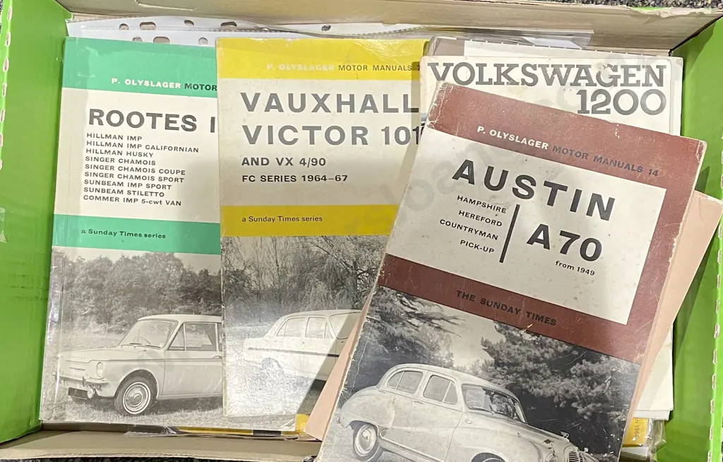 Box of Vintage Car Manuals Image 1++