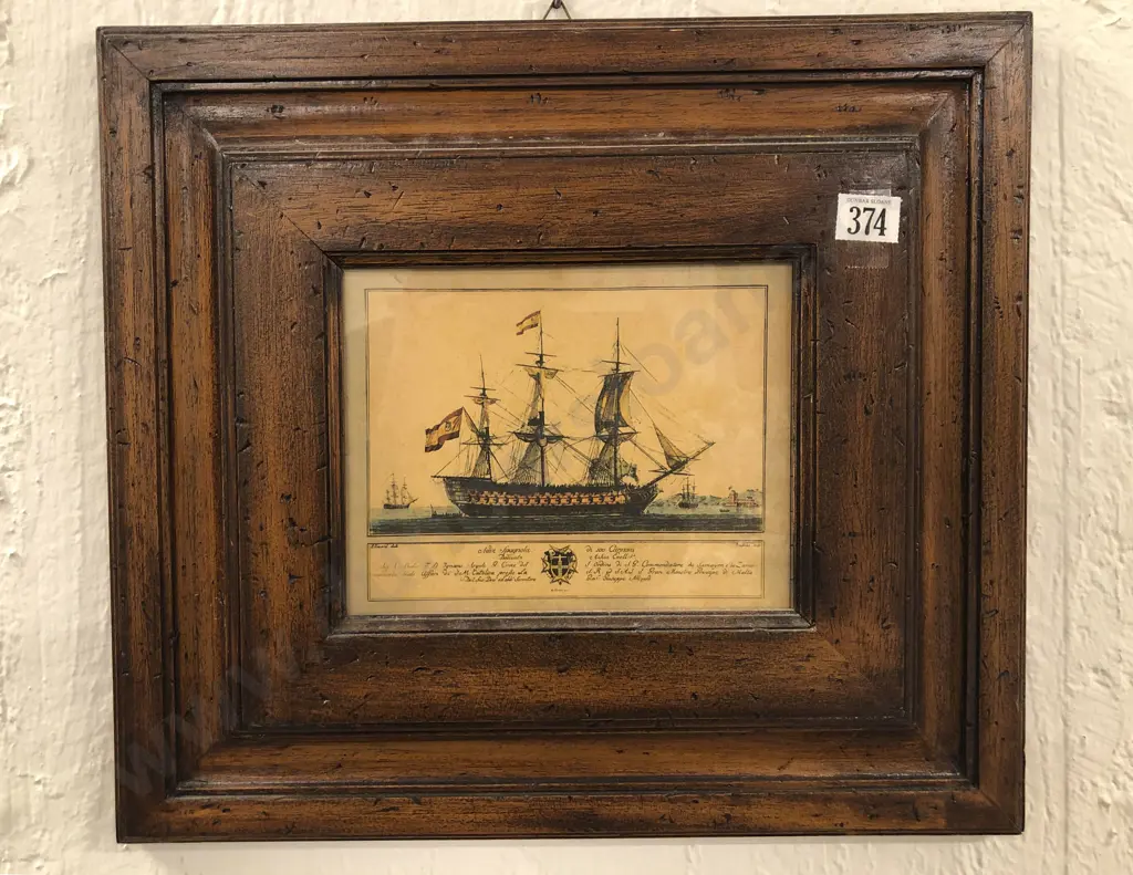 Two Vintage Nautical Prints one with hidden box compartment behind made in Italy Image 1++