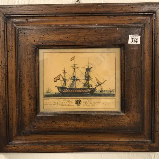 Two Vintage Nautical Prints one with hidden box compartment behind made in Italy