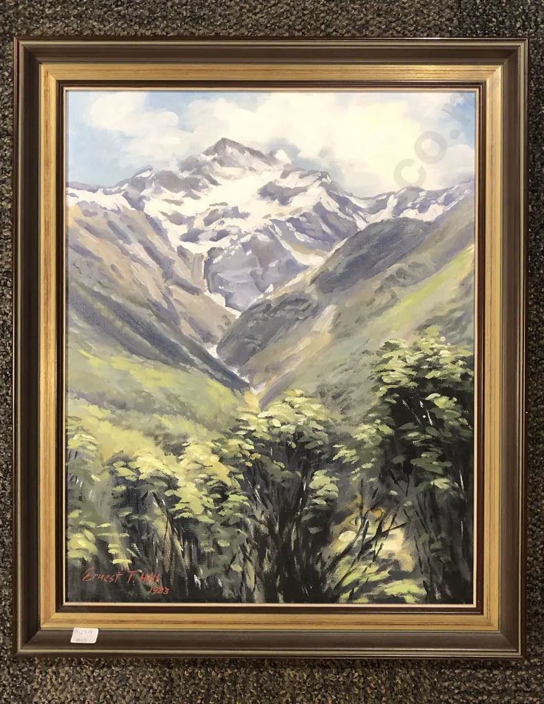 Ernest T Hill - Mt Rolleston - Oil on Board Image 1++