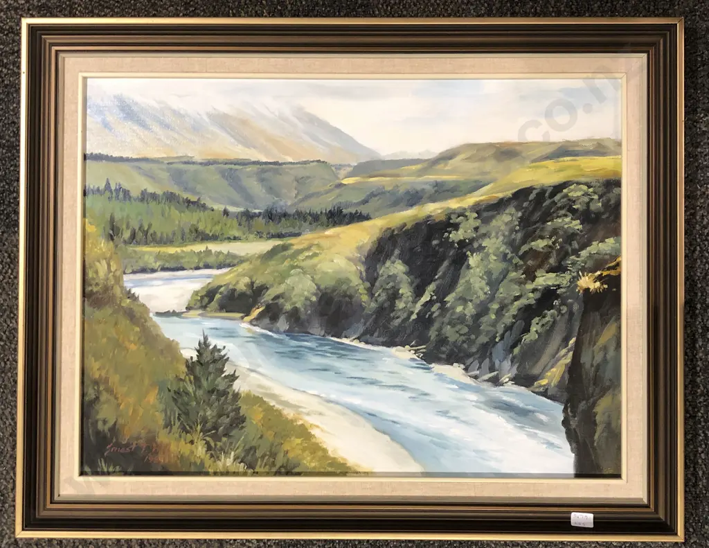 Ernest T Hill - Rakaia Gorge - Oil on Board Image 1++