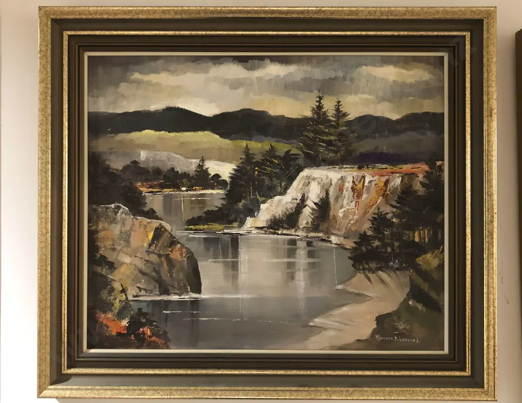 Florence M Luxford - Rangitikei River" Oil on Board Image 1++