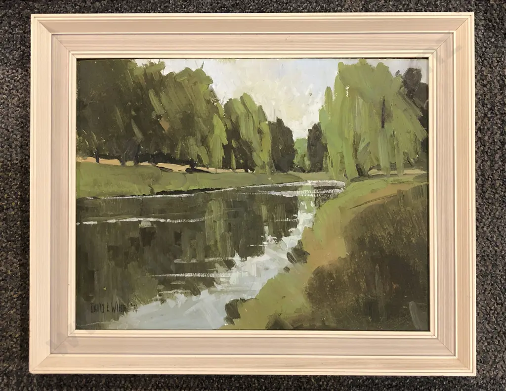 David Wilson "Avon River" Oil on Board together with Olive Beken Oil Work Image 1++