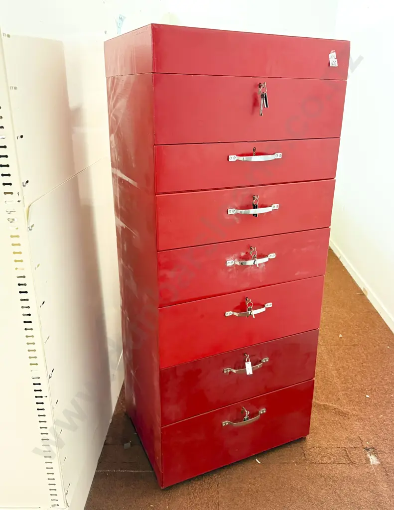 Hand Built Six Drawer Fitted Interior Top Compartment Meccano Storage Chest Image 1++