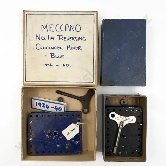 Boxed Meccano Clockwork Motor No1 and unboxed No 1A