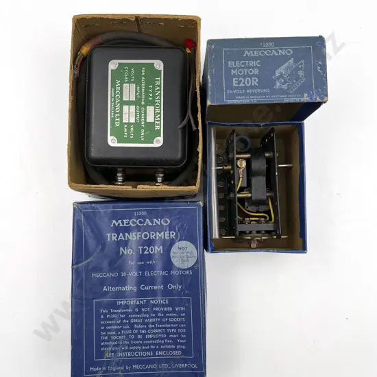 Boxed Meccano Clockwork Transformer No T20M & Electric Motor E20R
