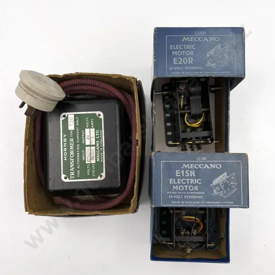 Boxed Meccano Clockwork Transformer No T20 & Electric Motors E20R/E15R