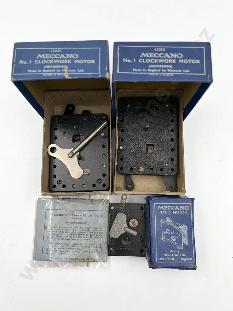 Two Boxed Meccano No1 Clockwork Motors and Magic Motor Image 1++