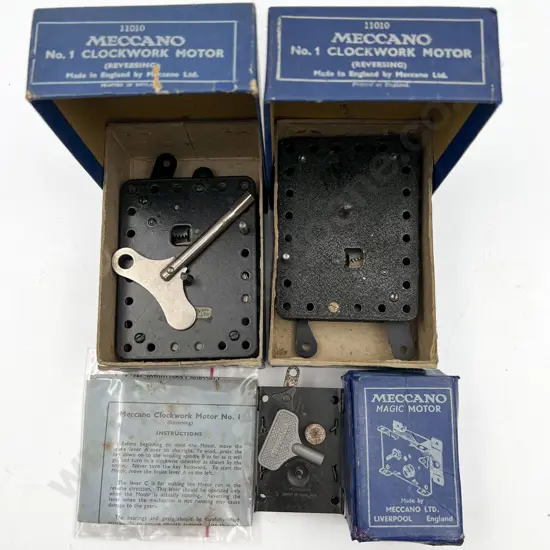 Two Boxed Meccano No1 Clockwork Motors and Magic Motor