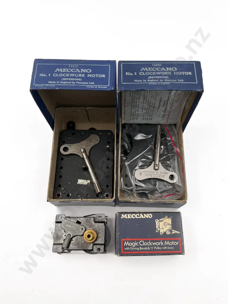 Two Boxed Meccano No1 Clockwork Motors and Magic Motor Image 1++
