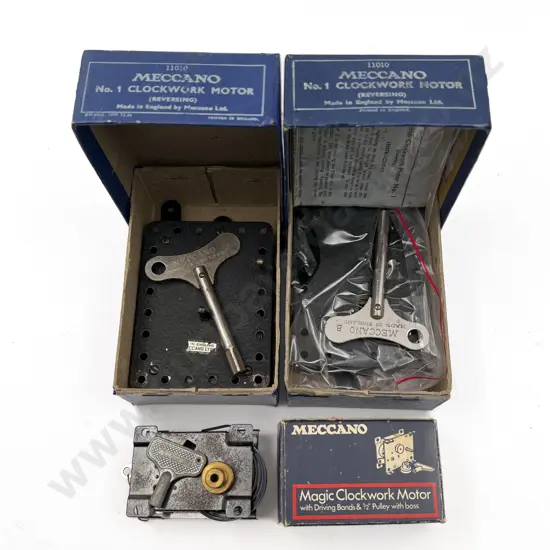 Two Boxed Meccano No1 Clockwork Motors and Magic Motor