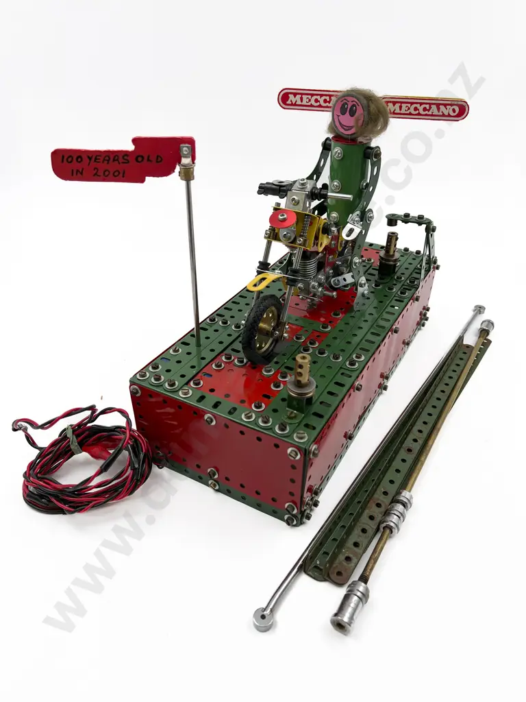 New Meccano Constructed Motor Bike and Rider on Platform Image 1++