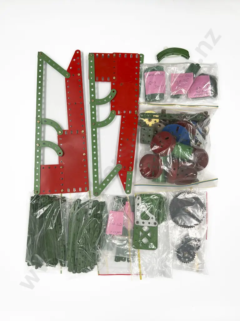 Qty Meccano Assorted with Green and Red Plates Image 1++