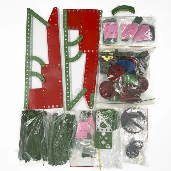 Qty Meccano Assorted with Green and Red Plates