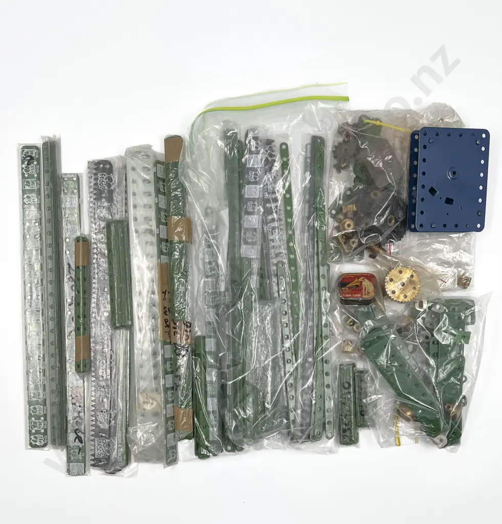 Qty Meccano Mainly Green Strips and Angles Image 1++