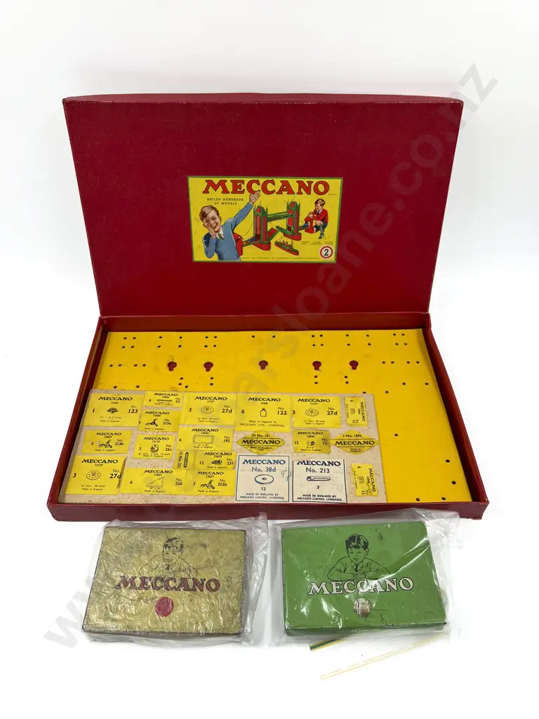 Meccano Box for 2 with Instruction Bookets and Two Tins Image 1++