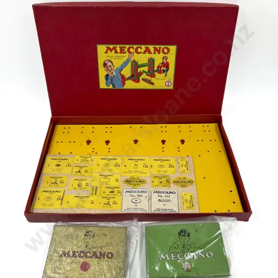Meccano Box for 2 with Instruction Bookets and Two Tins