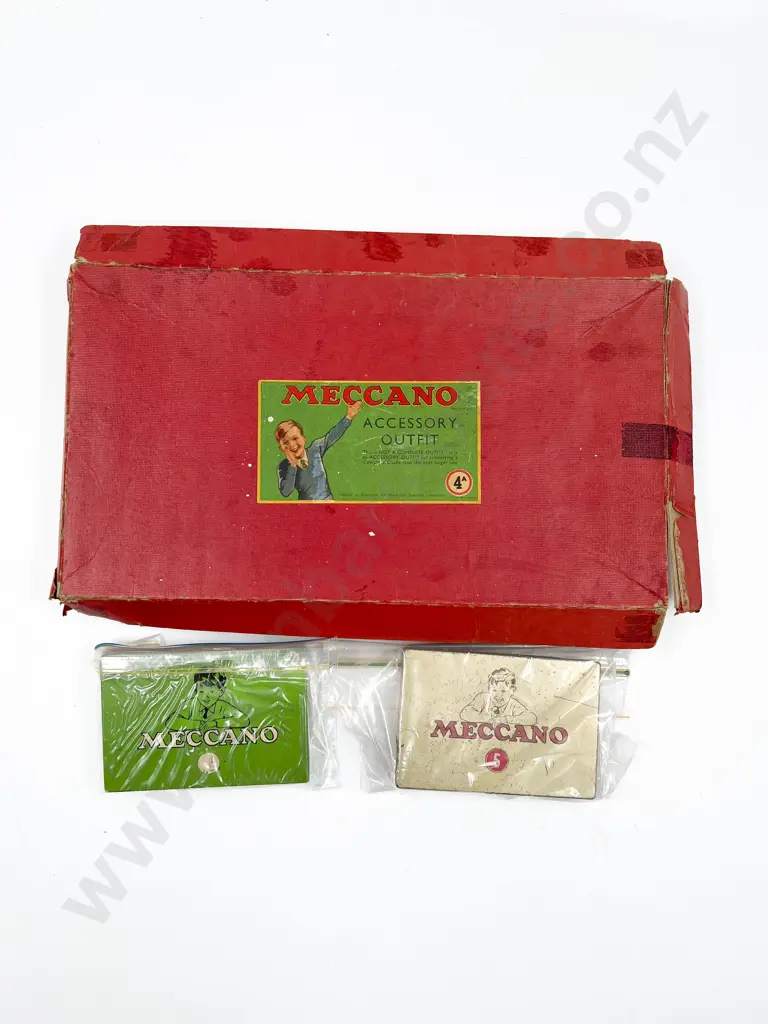 Meccano Box for 4A with Instruction Bookets and Two Tins Image 1++