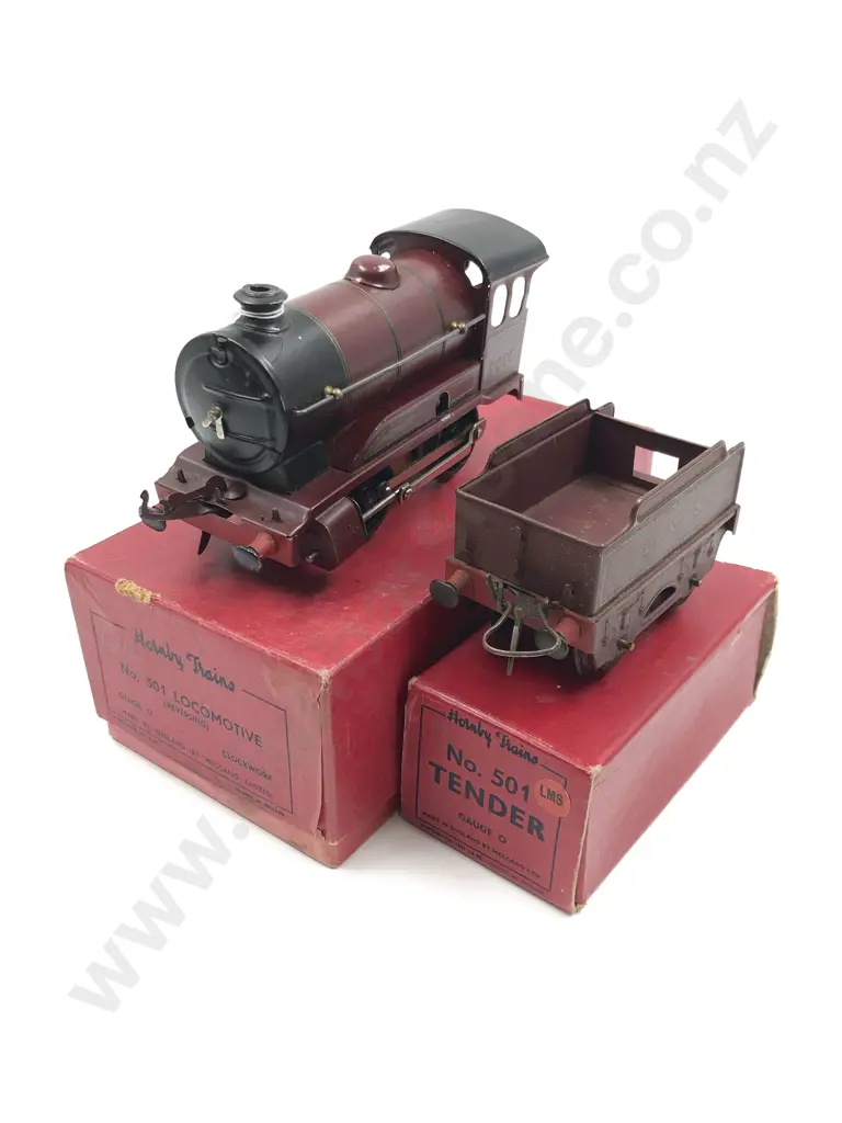 Boxed Hornby O Gauge Clockwork No501 Locomotive and Tender Image 1++