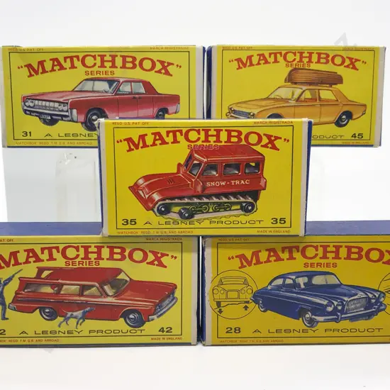 Five Boxed Matchbox Early Issue 1-75 Models