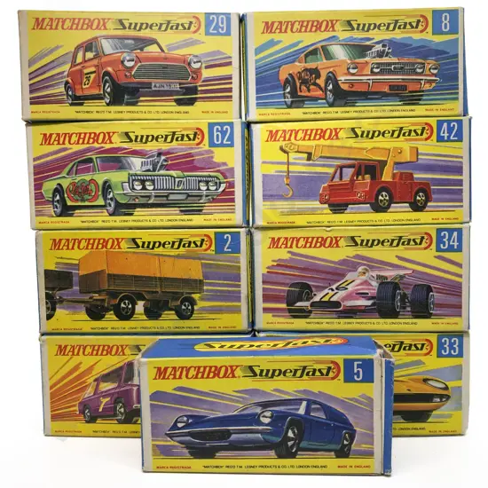 Nine Boxed Matchbox 1-75 Superfast Models