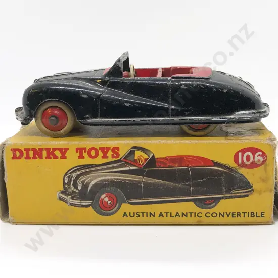 Boxed Dinky No106 Austin Atlantic Convertible (box flap end unhinged
