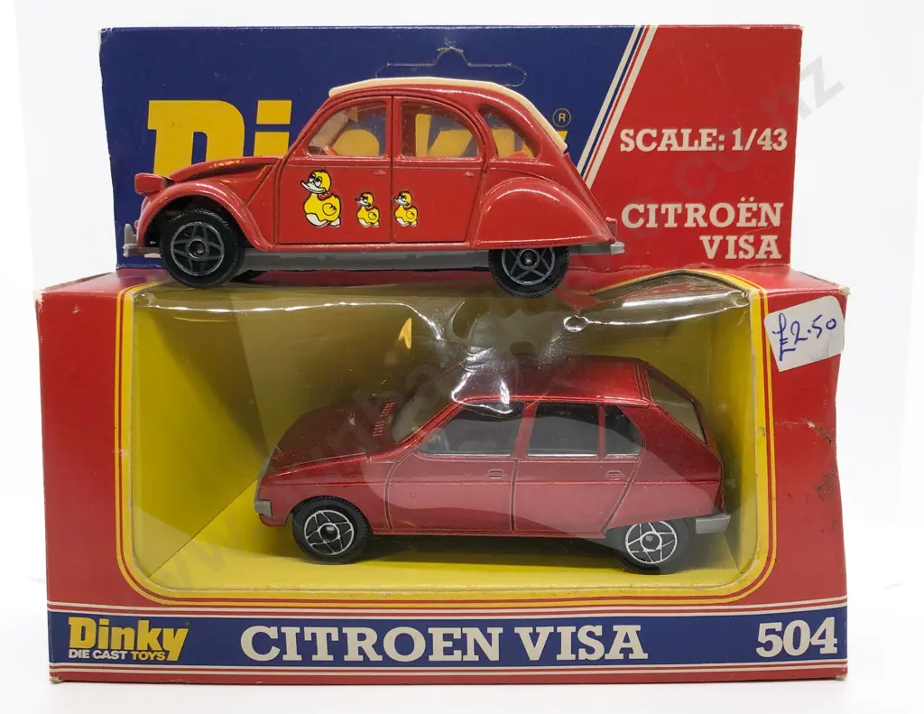 Boxed Dinky No504 Citroen Visa and unboxed Citroen 2CV6 Image 1++