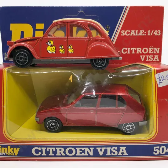 Boxed Dinky No504 Citroen Visa and unboxed Citroen 2CV6