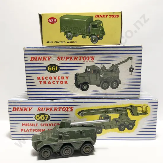 Dinky Empty Military Vehicle Boxes 623/667/661 and (676) Armoured Personnel Carrier