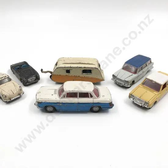 Dinky Six Unboxed Car and Caravan Vehicles