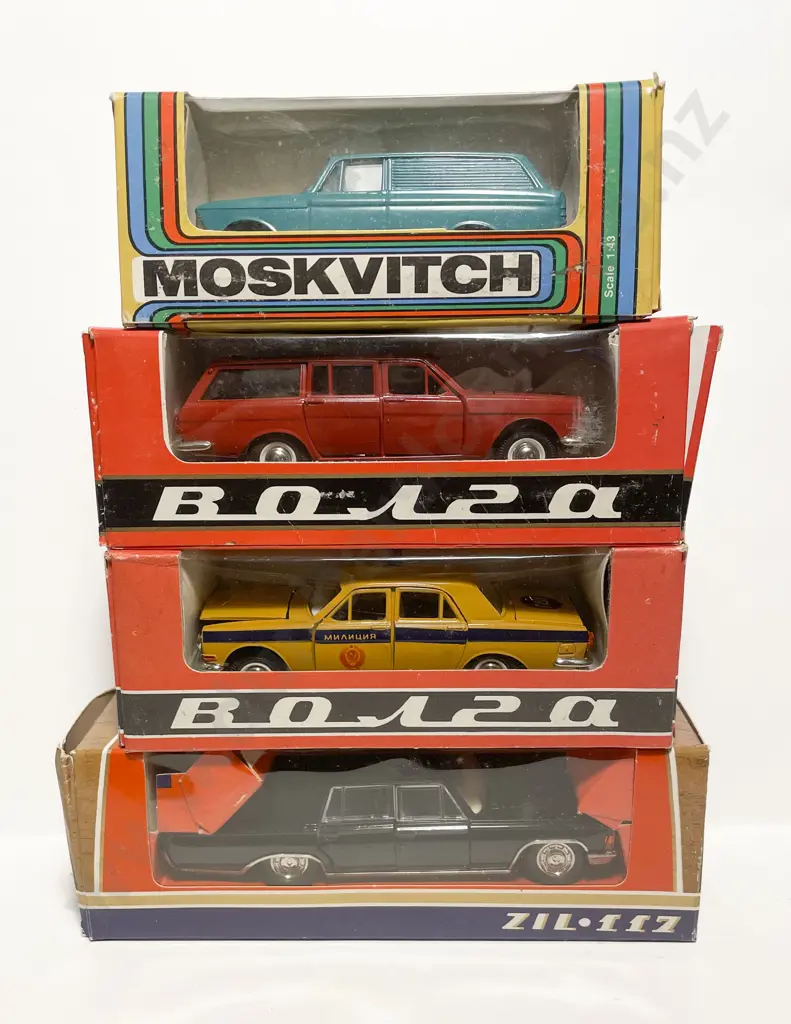 Boxed Four Vintage Russian Diecast Vehicle Models Image 1++