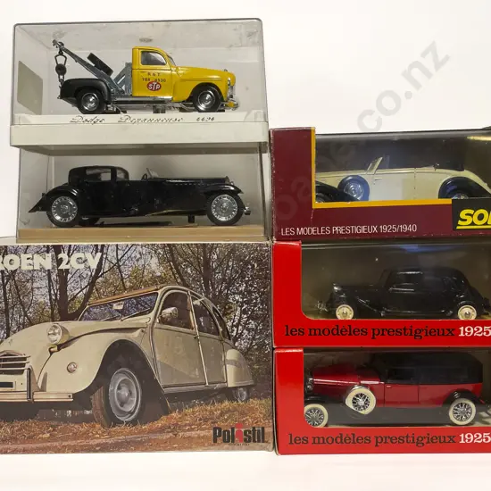 Boxed Five Solido Models and Unboxed Citroen CX2400 with Polistil Citroen 2CV