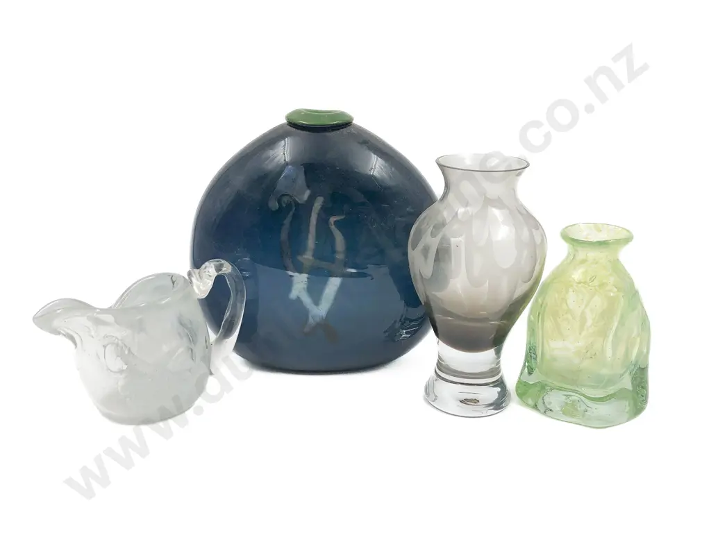 Three Assorted Art Glass Vases and Jug Image 1++