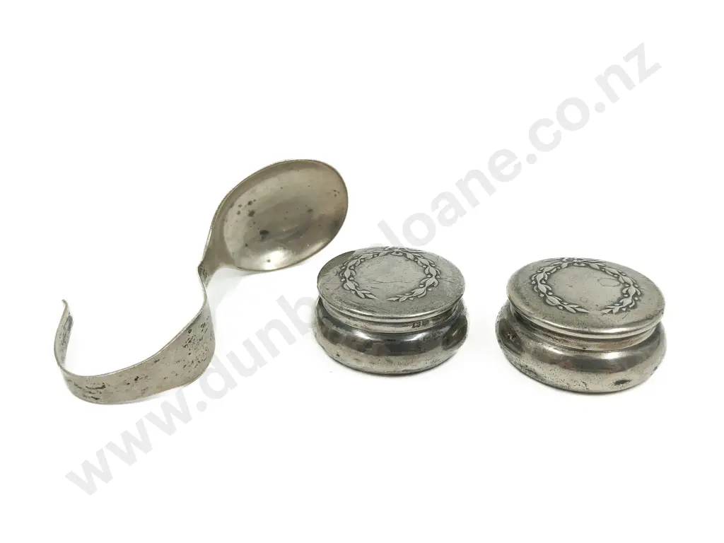 Pair of S/S Vanity Pots Together with S/S Spoon Image 1++