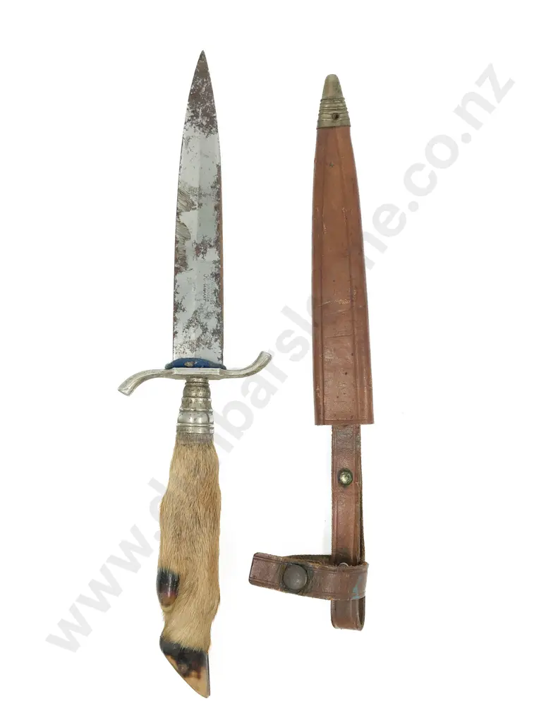 German Double Edged Hunting Blade with Goat Hoof Handle Image 1++