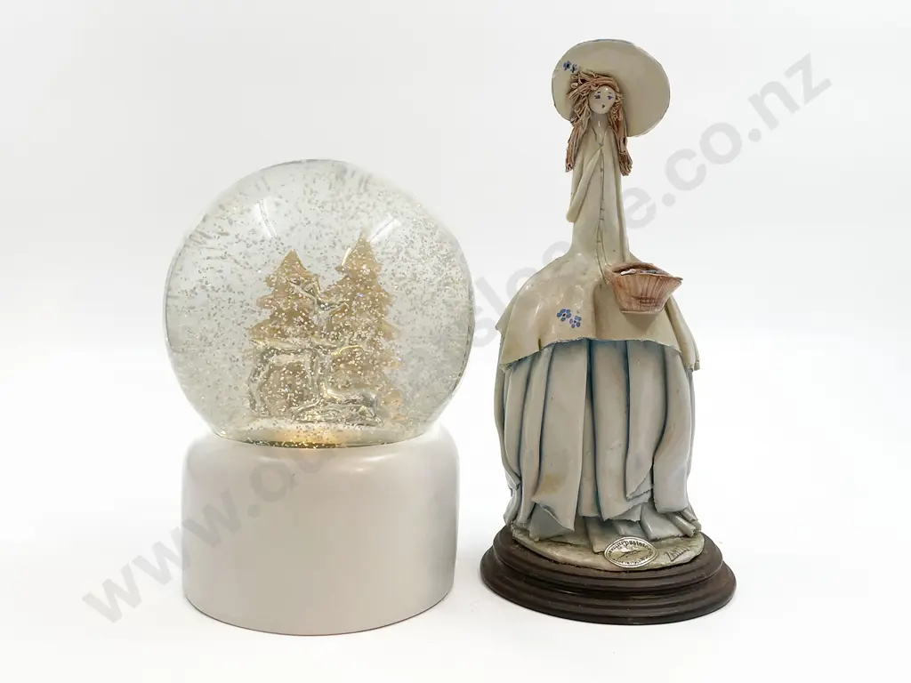Pottery Figure Together With Snow Globe Image 1++