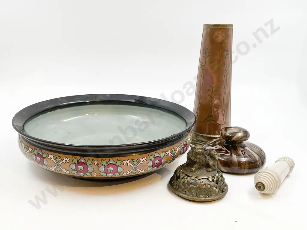 Small Qty of Assorted Including Copper Vase with Ceramic Pulley Handle Etc Image 1++