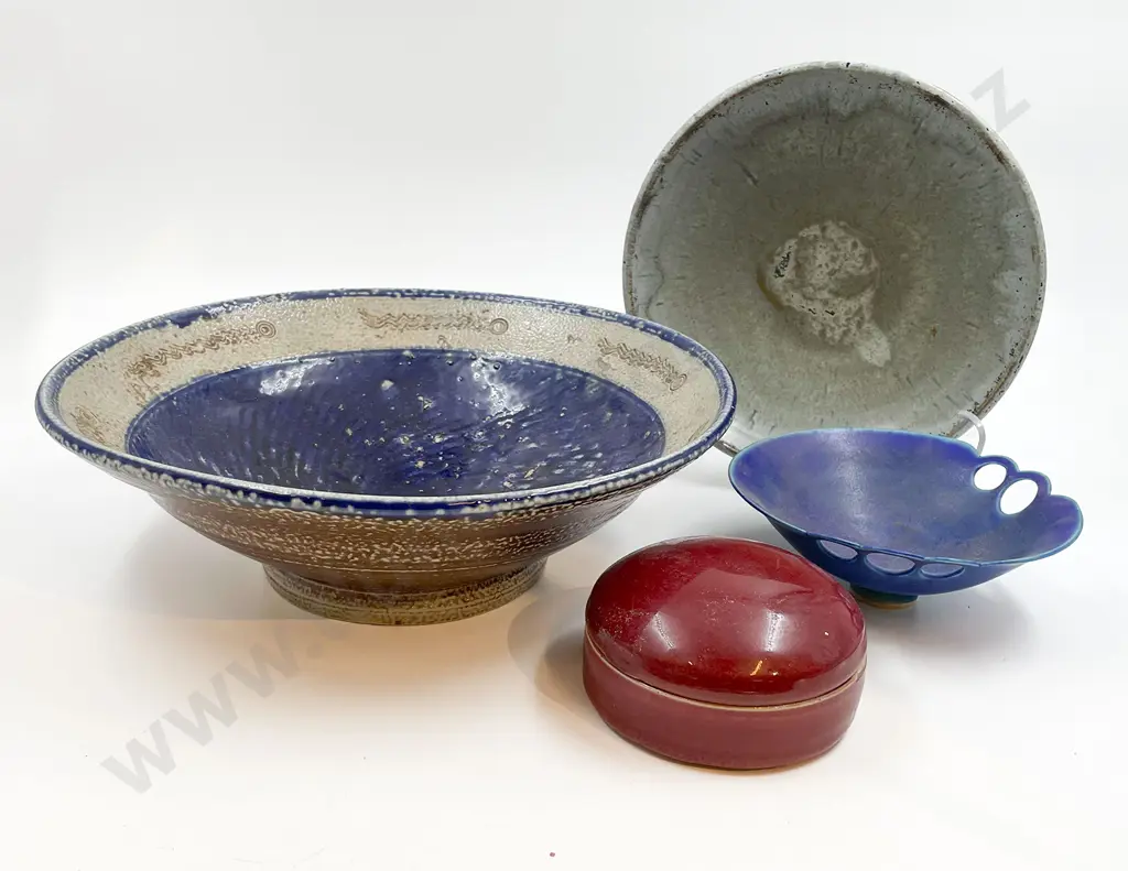Four Pieces of Assorted Pottery Including Salt Glazed Fruit Bowl Image 1++