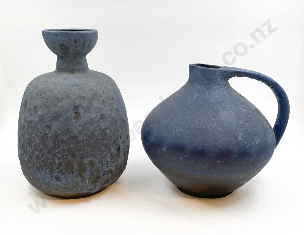 German Blue Pottery Vase and Jug Image 1++