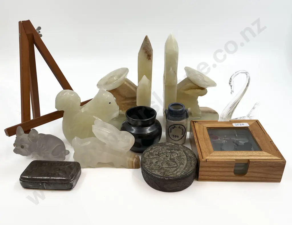 Qty of Assorted Including Alabaster Bookends Image 1++