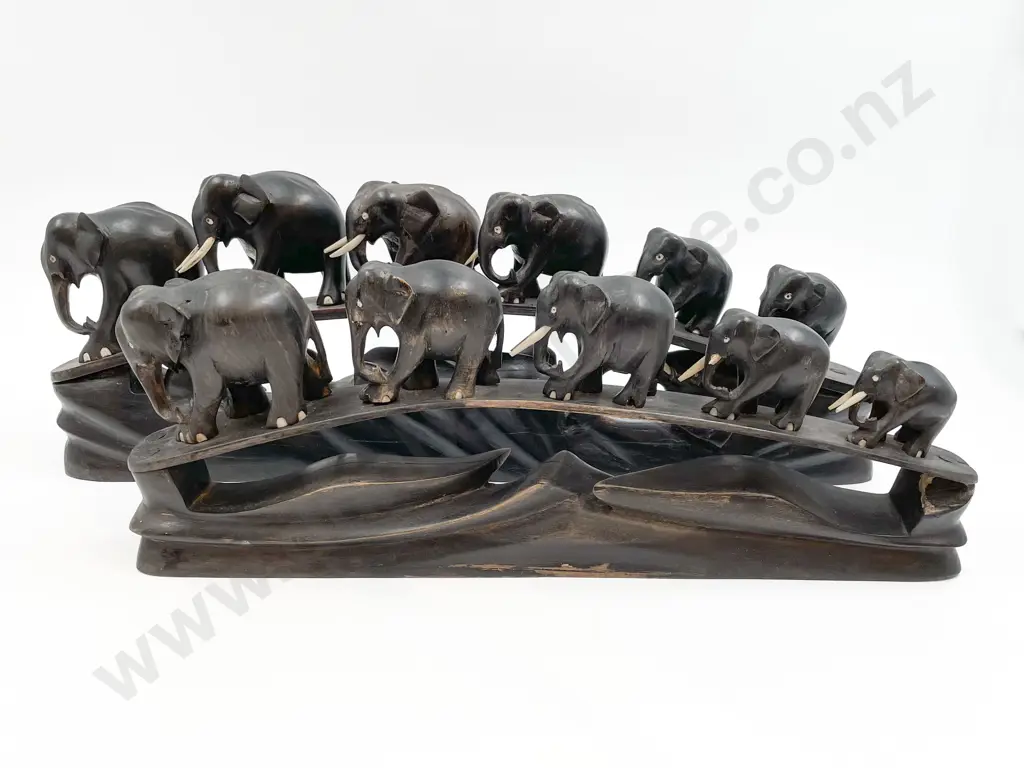 Two Ebonized Elephant Bridges (missing tusks) Image 1++