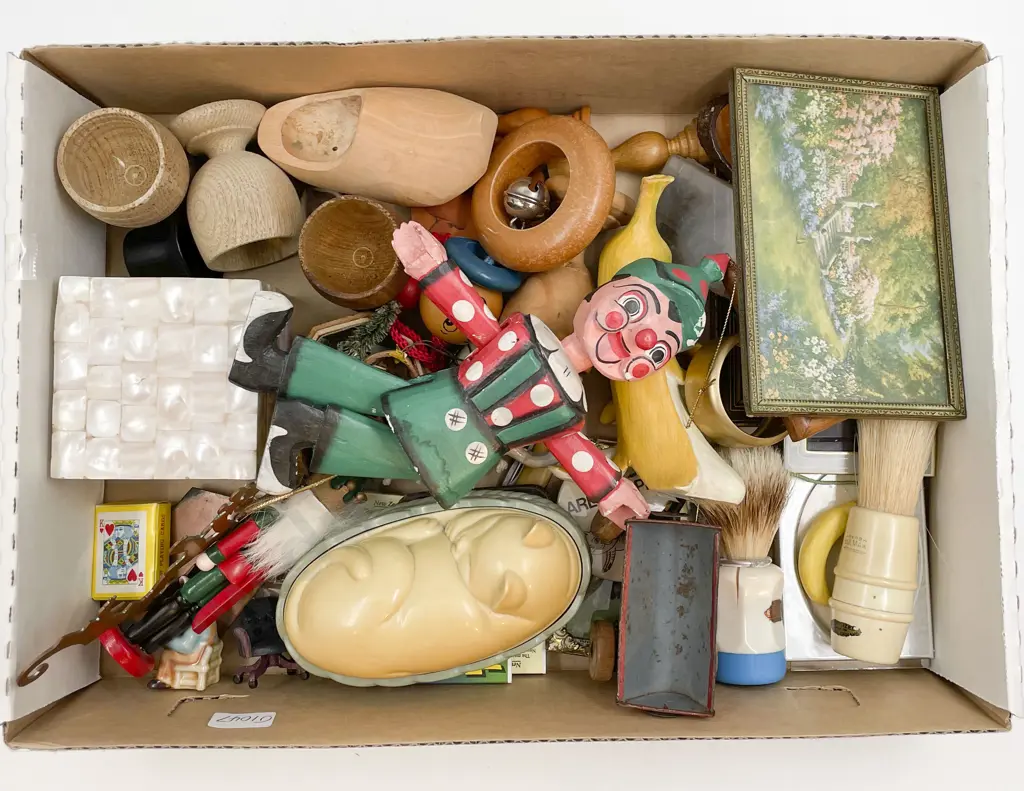 Qty of Assorted Vintage Toys with Toybox and New World Mini Groceries Image 1++