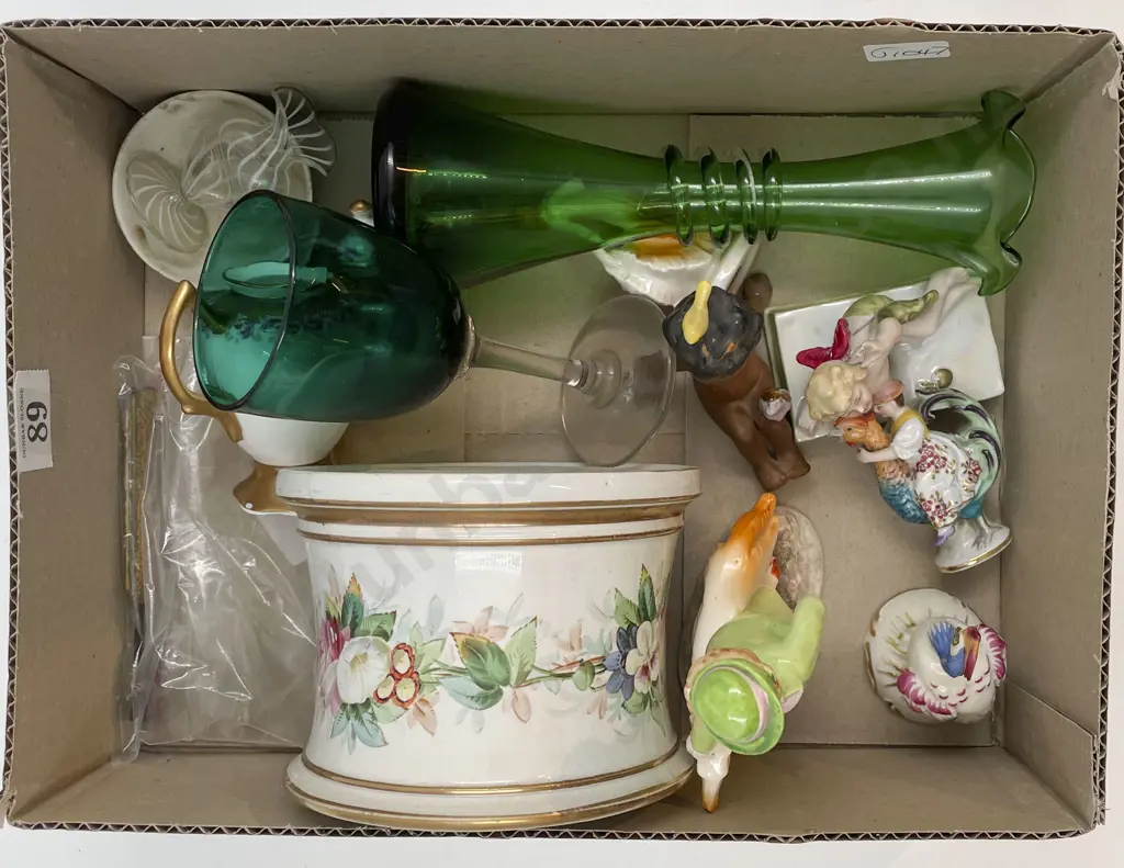 Box of Assorted Including Fancy China with Figures and Glass Image 1++