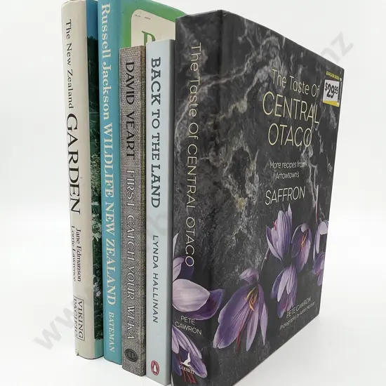 Five Assorted NZ Non-Fiction Books Incl. The Taste of Central Otago