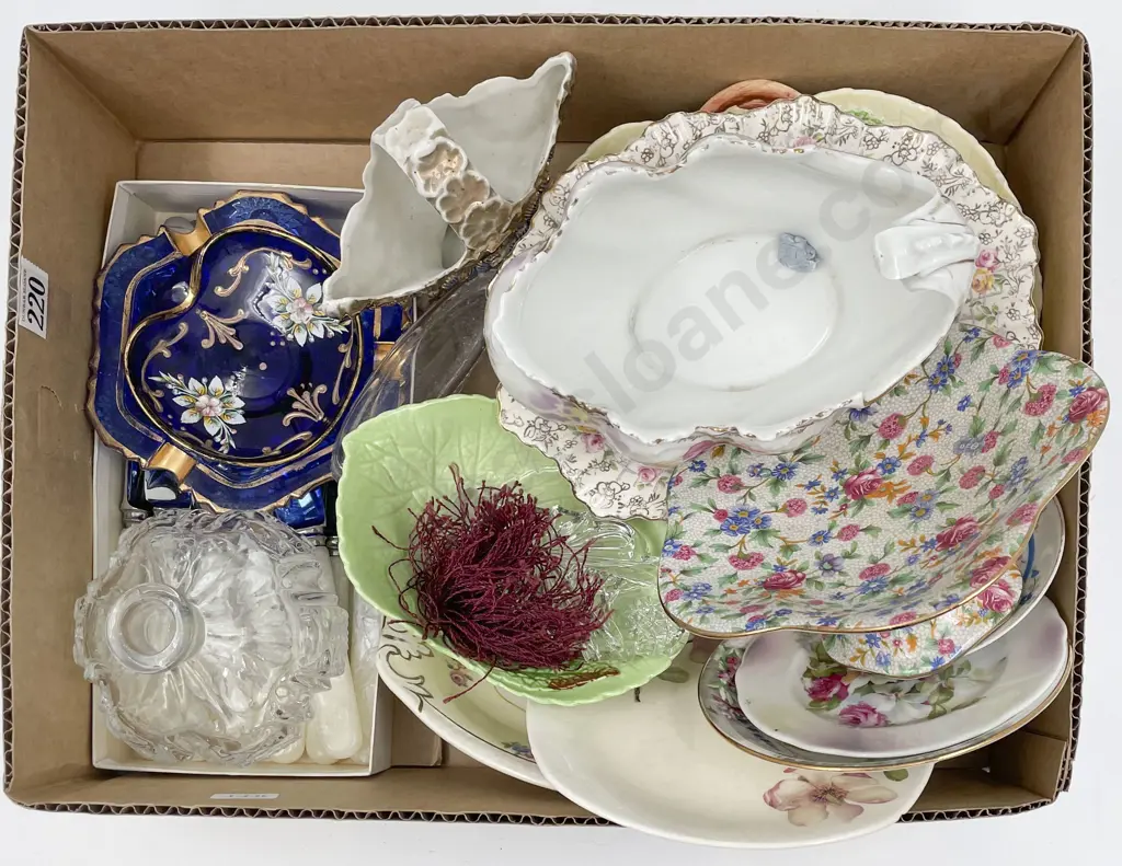 Box of Assorted Fancy Tea China and Glassware Image 1++