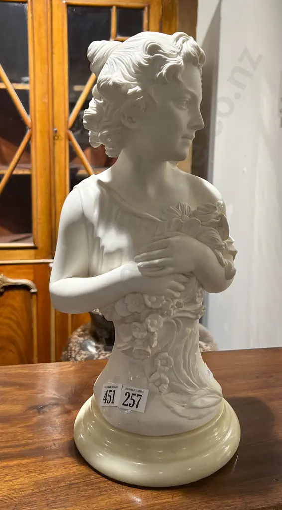 Classical Nude Bust with Alabaster Base Image 1++