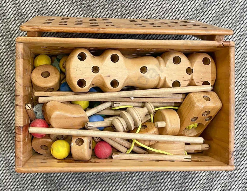 Children's Wooden Toy Box With Assorted Toys Image 1++