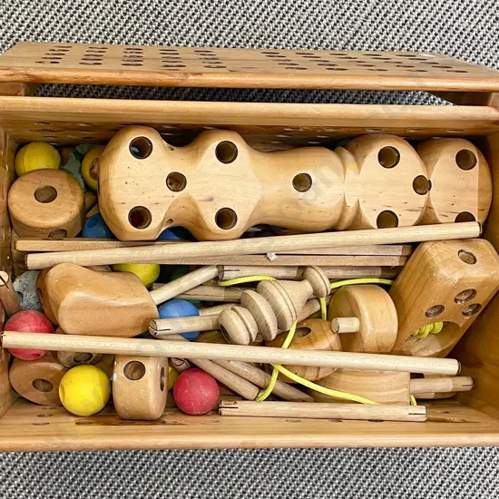 Children's Wooden Toy Box With Assorted Toys